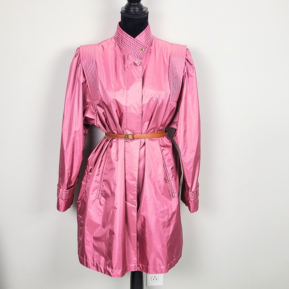 Cambridge Metallic Pink RainCoat Size 12 Electric Pink Jacket